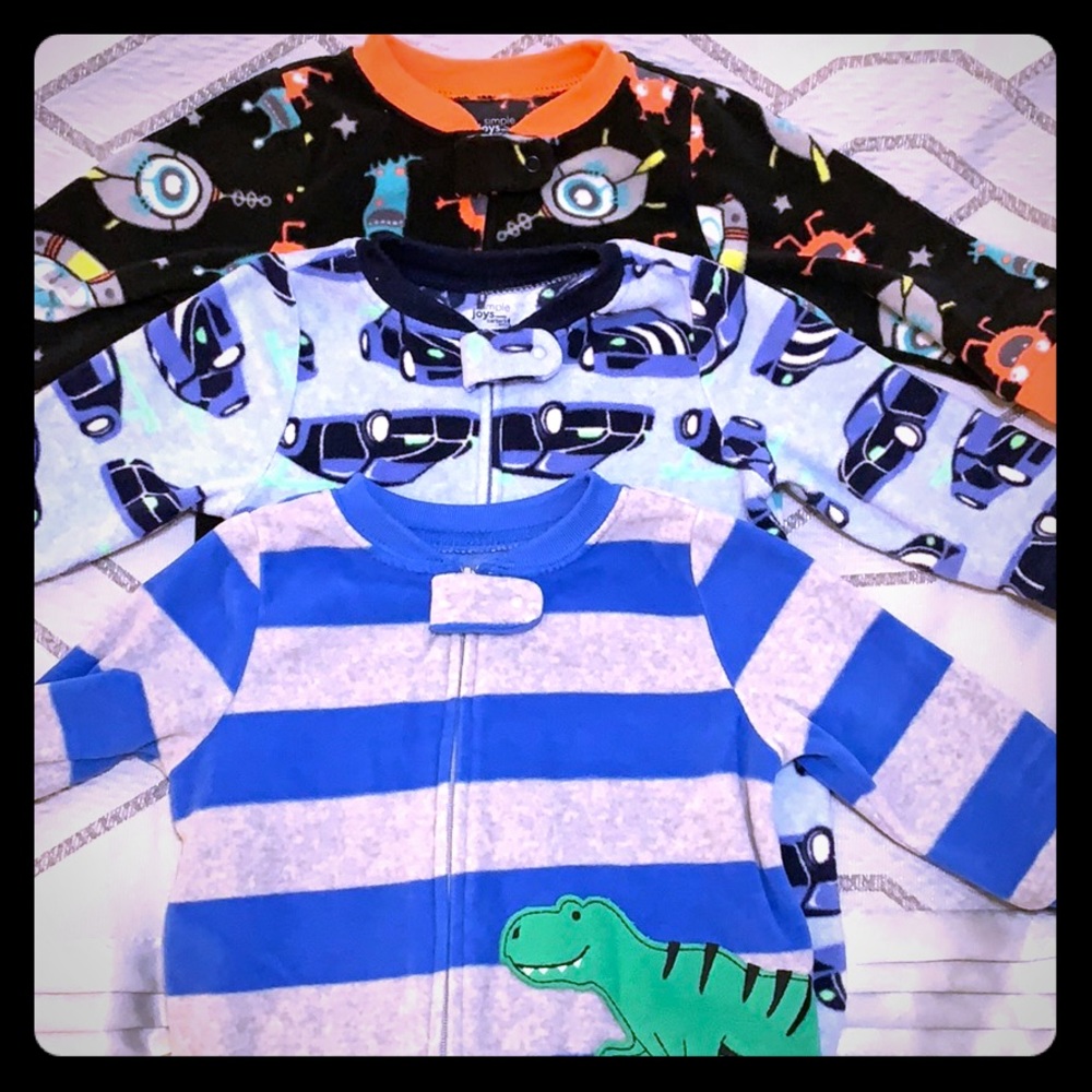 Set of 3 Boys one-piece pajamas (12M)